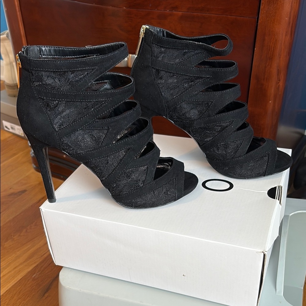 Aldo Black Heels with Cut-Out Design